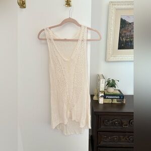 CABI linen swim coverup Cream Knit Sleeveless Top small medium